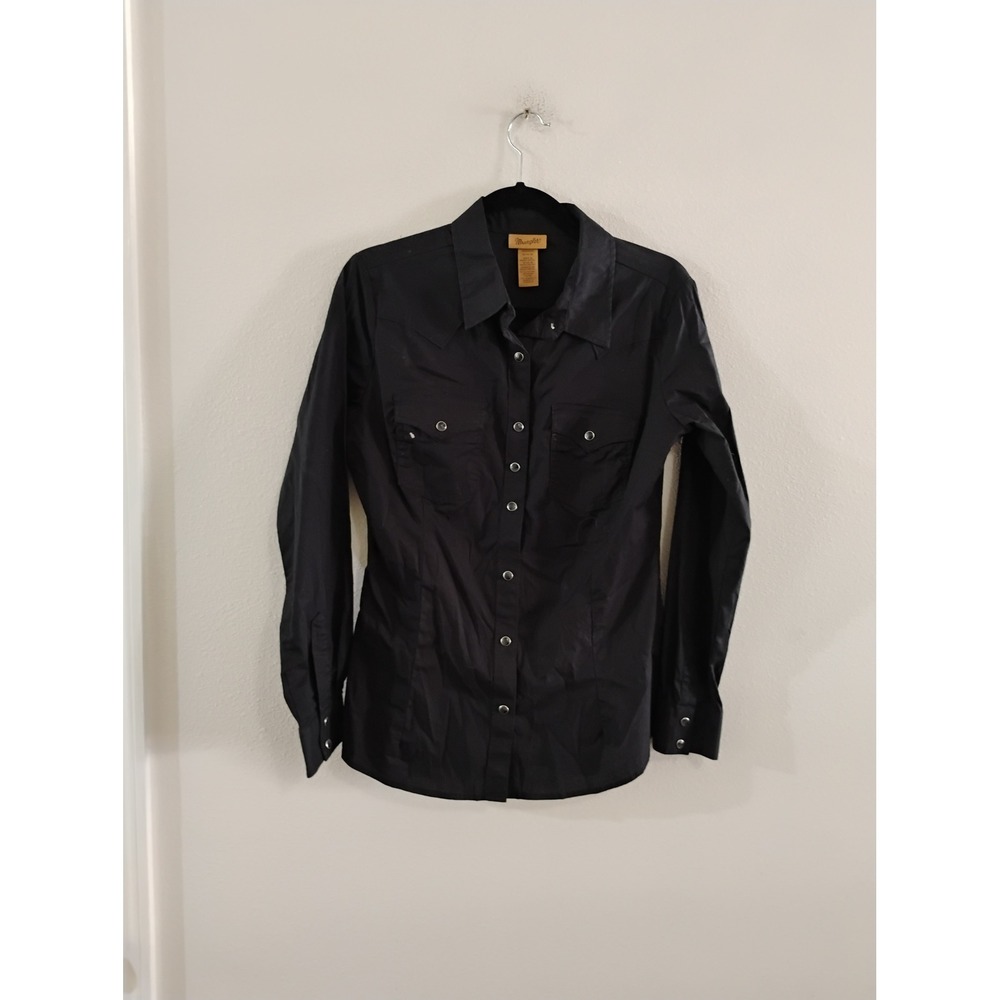 Wrangler Womens Black Western Snap Shirt Long Sleeve 10LW1002K Medium
